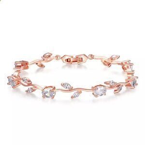 New Womens Diamond Cubic Zirconia Rose Gold Branch Bracelet